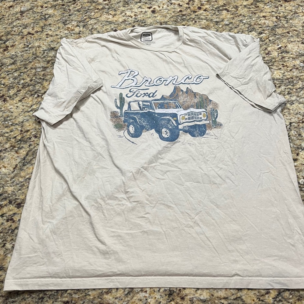 Ford Bronco Graphic T-Shirt Mens 3XL Tan Beige Vintage Style Off Road Truck Tee